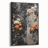 Black and white wall art featuring a close-up landscape on framed canvas, suitable for bedroom decor.