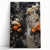 Black and white close-up photo of natural elements on stretched canvas, ideal for kitchen wall art or bedroom ambiance.