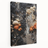 Large stretched canvas with a close-up natural elements design in neutral tones, suitable for kitchen wall art.