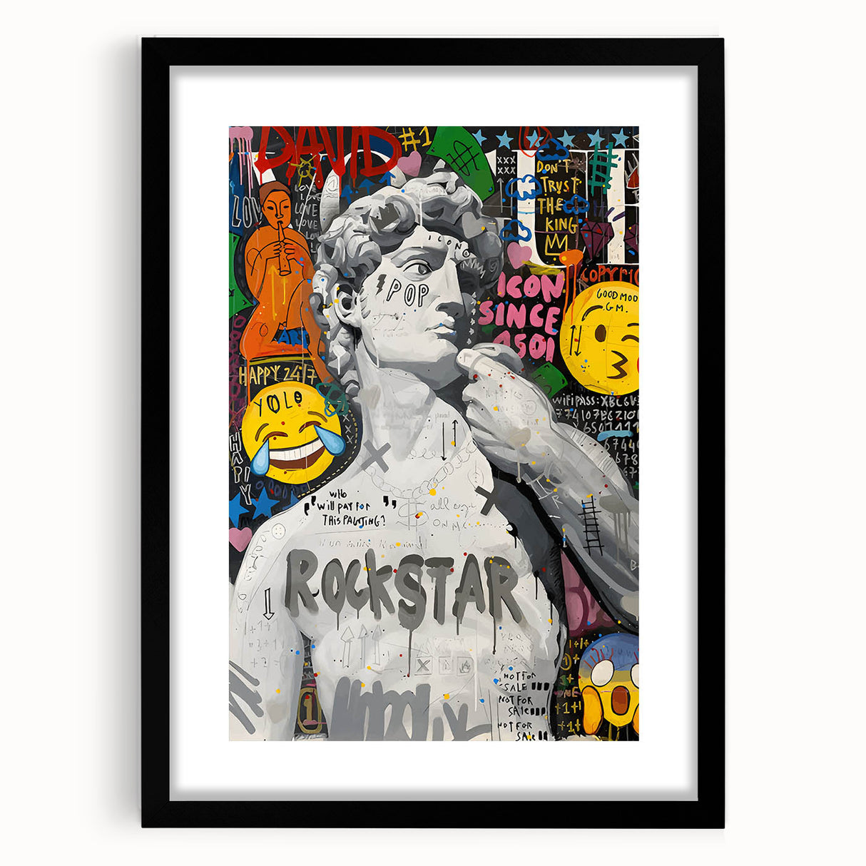 Vibrant Pop Art Wall Art – Colorful David Statue Canvas