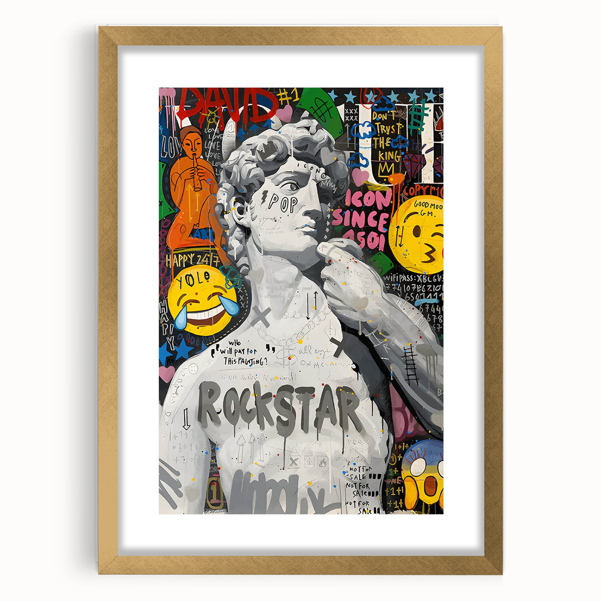 Vibrant Pop Art Wall Art – Colorful David Statue Canvas
