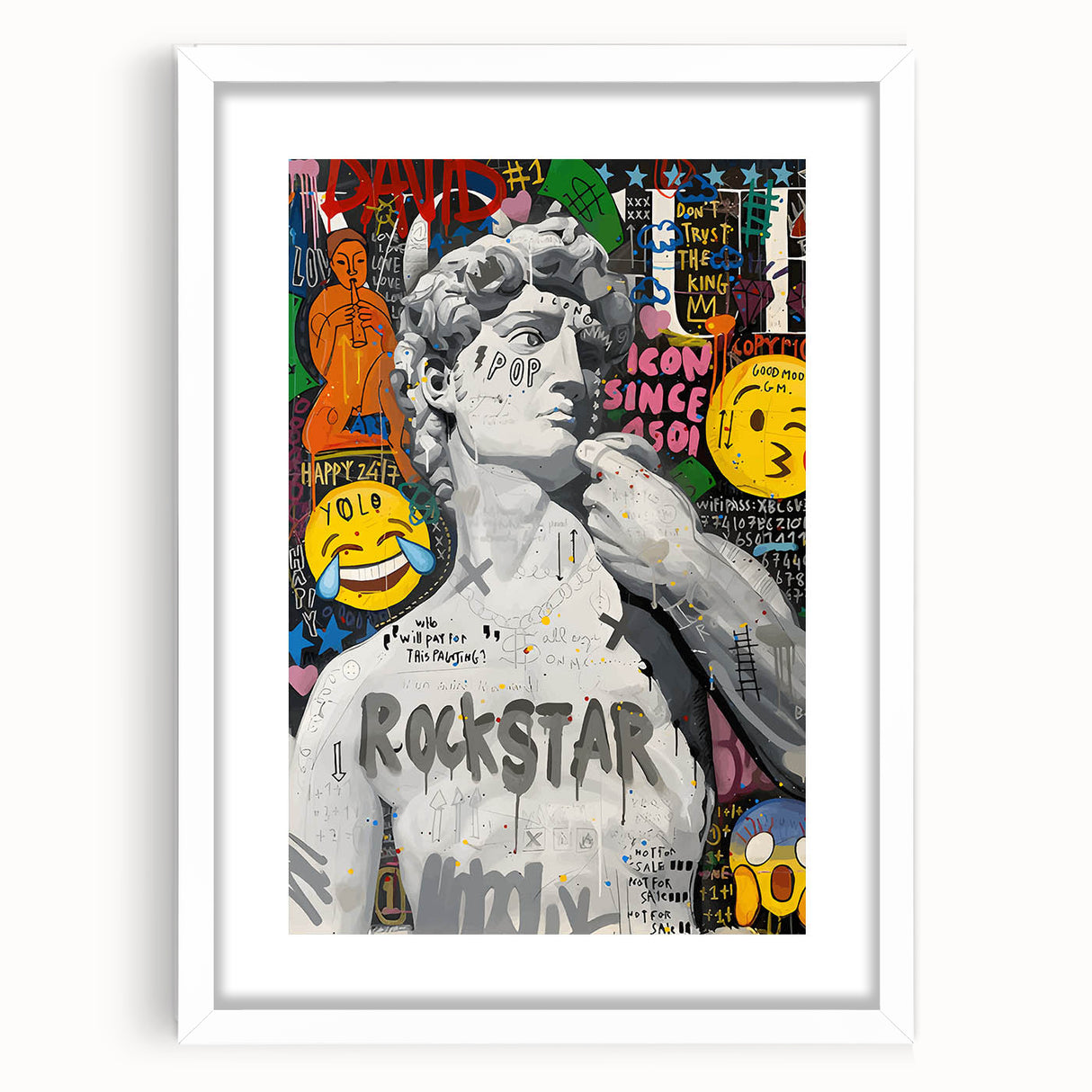 Vibrant Pop Art Wall Art – Colorful David Statue Canvas