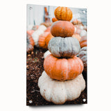 Large abstract wall art depicting autumnal forest in acrylic glass, ideal for bedroom or dining room decor.