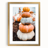 Extra large abstract art print with textured fall tones in a gold frame, ideal for living room decor.