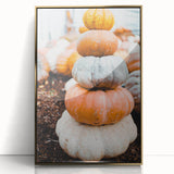 Framed acrylic print of a mid-century modernist fall scene in warm gold and orange tones, ideal for nursery wall decor.