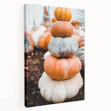 Autumn-themed large art on stretched canvas with warm orange and red tones, suitable for kitchen wall decor.