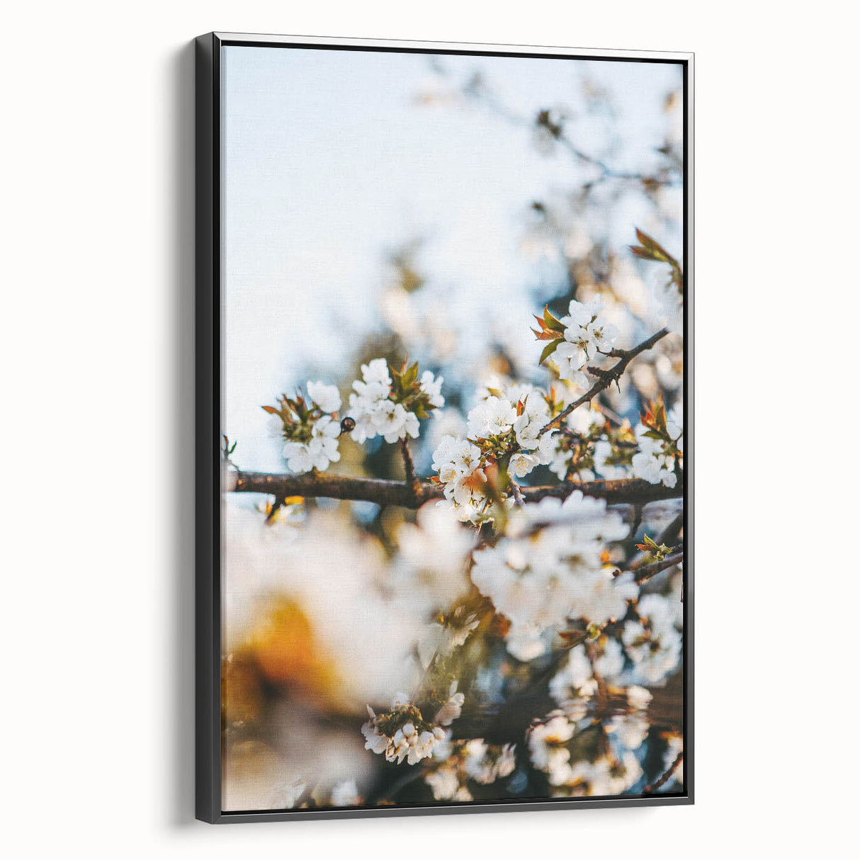 Black and white vintage poster art on framed canvas depicting a spring landscape, suitable for bedroom wall decor.