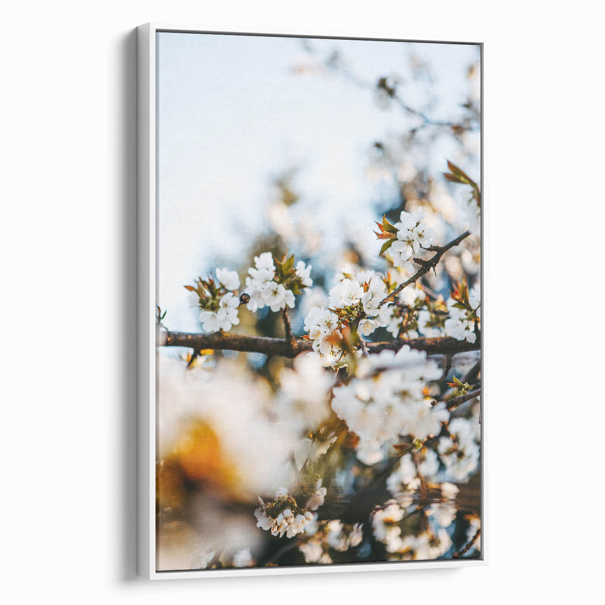 Vintage poster art featuring a colorful spring design on a large framed canvas, ideal for living room decor.
