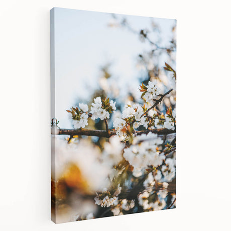 Spring-themed abstract wall art on stretched canvas, featuring soft green and pink tones, ideal for kitchen wall decor.