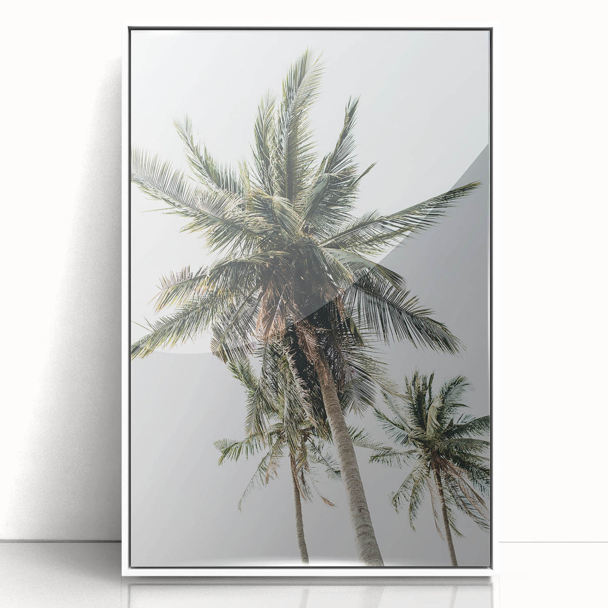 Art deco poster of summer season depicted in pastel shades on a white acrylic framed print, suitable for nursery wall art.