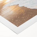 Art deco poster featuring geometric patterns in gold and black on rolled canvas, suitable for dining room wall art.