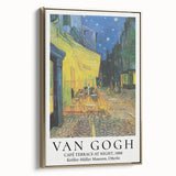 Side view of a framed canvas depicting a Van Gogh landscape with golden frame, ideal for bedroom wall art.