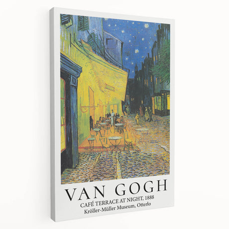 Side view of a stretched canvas featuring a Van Gogh-inspired abstract design in vibrant blues and yellows.