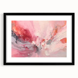 Abstract wall art print showcasing bold, colorful strokes in a black frame with matting, perfect for modern home decor. Enhances artistic ambiance in any room.