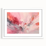 Abstract strokes wall art framed in white with a mat, showcasing vibrant colors and dynamic patterns, perfect for modern home decor in living spaces or offices.