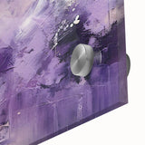 Close-up of vibrant abstract strokes wall art on acrylic glass, showcasing a blend of bold colors and fluid shapes, perfect for modern home decor.