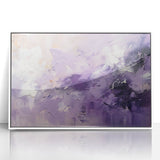 Framed abstract wall art featuring colorful strokes in blue, pink, and gold, set against a white background, perfect for modern home decor.