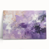 Abstract wall art featuring colorful strokes in shades of blue, orange, and yellow, displayed on a stretched canvas against a neutral background, ideal for modern home decor.