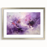 Abstract strokes wall art framed in silver with a mat, showcasing vibrant colors and dynamic brushwork, perfect for modern home decor. Ideal for enhancing interior spaces.