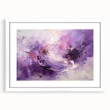 Abstract strokes wall art framed in white with a mat, showcasing vibrant colors and dynamic patterns, perfect for modern home decor enhancement.