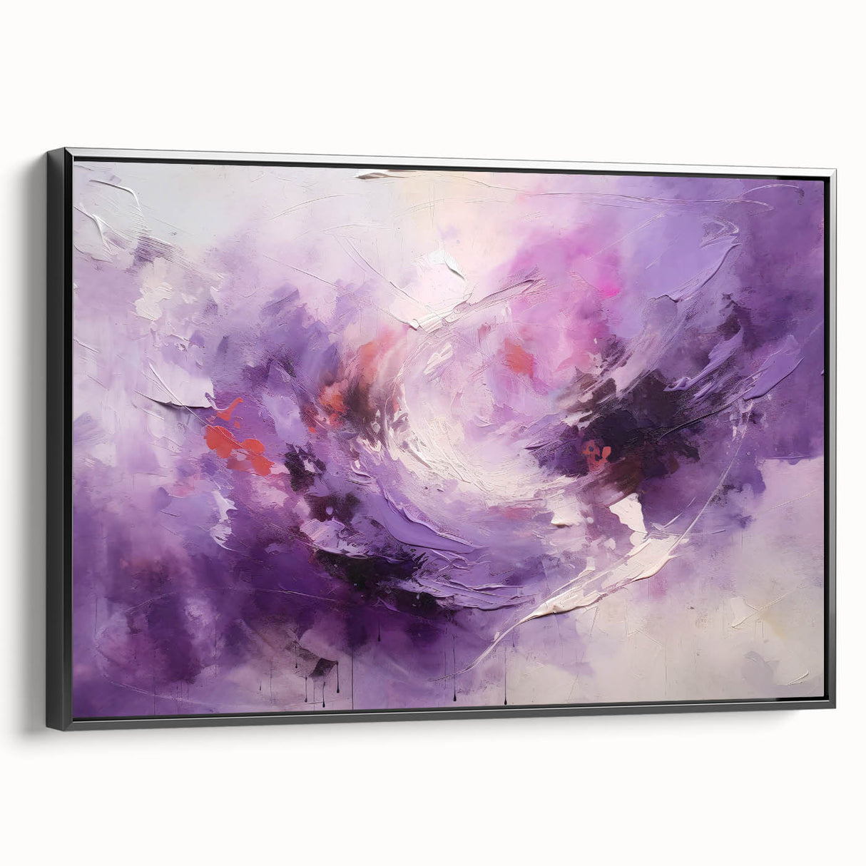Framed black abstract strokes wall art on canvas, showcasing a modern design with dynamic lines and textures, perfect for contemporary home decor.