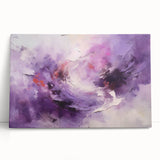 Abstract strokes wall art on stretched canvas, featuring vibrant blue, orange, and yellow hues, elegantly leaning against a neutral wall, perfect for modern decor.