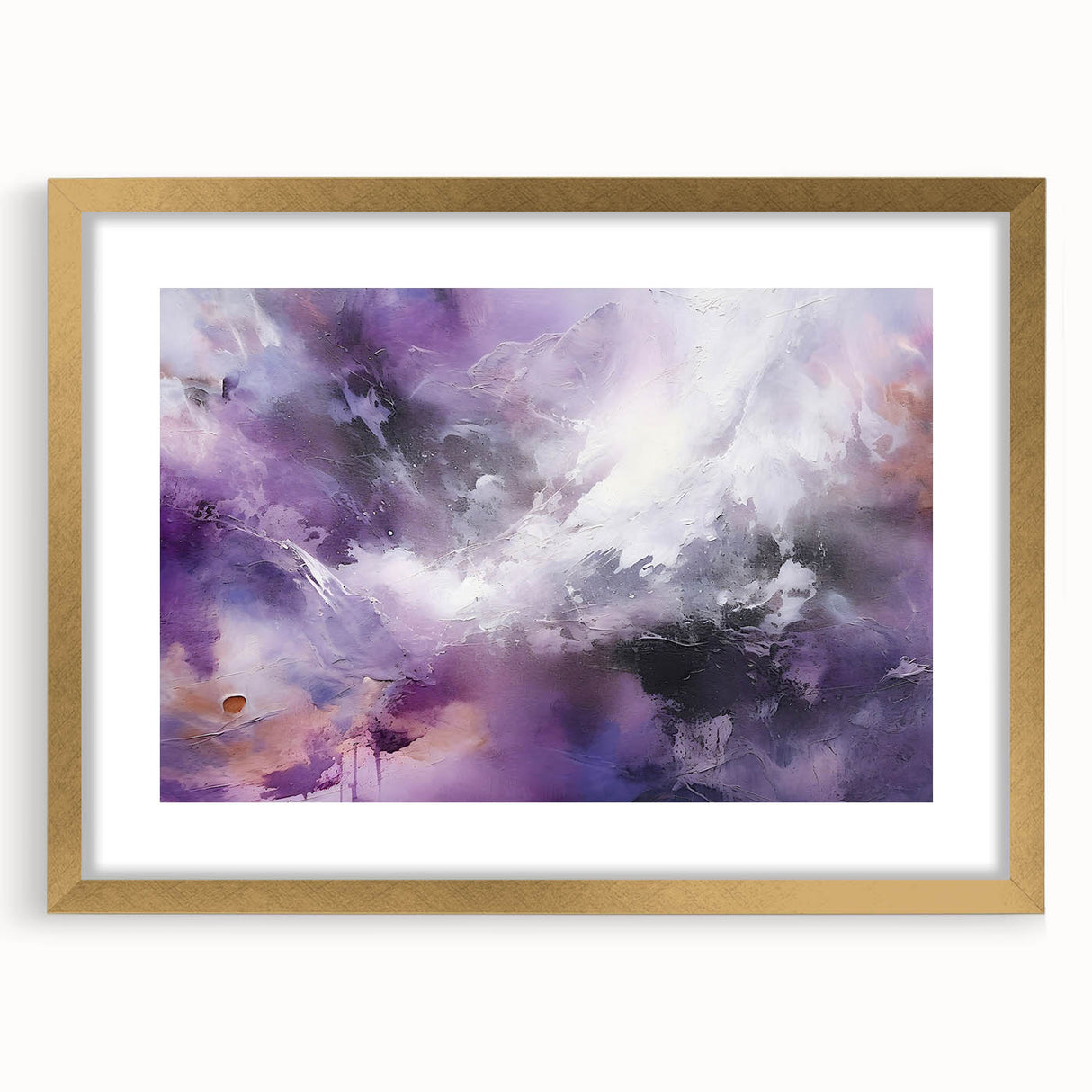 Abstract strokes wall art framed in a sleek gold frame, showcasing vibrant colors and dynamic patterns, ideal for modern home decor and artistry enthusiasts.