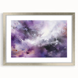 Abstract wall art featuring colorful strokes in vibrant hues, framed with a sleek silver mat, ideal for modern home decor. Perfect for enhancing living spaces.