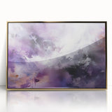 Framed wall art showcasing an abstract design with vibrant, flowing strokes in gold and neutral tones, perfect for modern decor and enhancing living spaces.