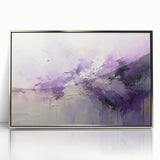 Framed abstract wall art featuring silver and gray strokes, perfect for modern decor. The piece showcases elegant acrylic textures, enhancing contemporary interiors.