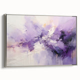 Abstract strokes wall art in a sleek silver frame, showcasing bold colors and fluid shapes, perfect for modern home decor or office settings.