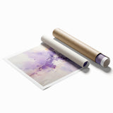 Abstract wall art print showcasing vibrant strokes in blue, gold, and white hues, rolled for easy shipping and display, perfect for modern home decor.