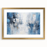 Abstract wall art featuring layered strokes in vibrant gold and black, elegantly framed with a mat. Perfect for modern home decor, enhancing any space's aesthetic.