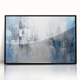 Framed acrylic wall art featuring abstract strokes in black, showcasing a modern design with a sleek finish, perfect for contemporary home decor.