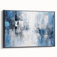 Abstract strokes wall art in a sleek black frame, showcasing vibrant colors and dynamic patterns, perfect for modern home decor and artistic spaces.