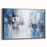 Abstract strokes wall art in a sleek black frame, showcasing vibrant colors and dynamic patterns, perfect for modern home decor and artistic spaces.