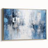 Framed abstract wall art featuring dynamic gold strokes on a textured canvas, displayed in a modern setting, enhancing contemporary decor aesthetics.