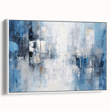 Framed canvas wall art showcasing abstract strokes in soft white and muted tones, featuring a modern design perfect for contemporary home decor.