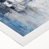 Abstract strokes wall art rolled canvas showcasing vibrant colors of blue, pink, and gold in a modern design, ideal for contemporary home decor or artistic spaces.