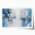 Abstract wall art print showcasing vibrant strokes in shades of blue, yellow, and pink, designed for modern decor, rolled and ready for framing.