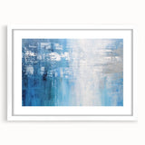 Abstract strokes wall art framed with a white mat, showcasing a modern design featuring vibrant colors and dynamic shapes, perfect for contemporary home decor.