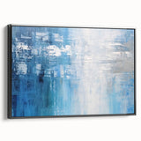 Framed canvas wall art displaying abstract strokes in black and white, showcasing a modern design ideal for contemporary home decor. The artwork is presented from a side view, highlighting its sleek profile and elegant framing.