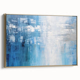 Framed canvas wall art showcasing an abstract design with gold strokes, adding a touch of elegance to modern decor. Side view highlights its striking composition.