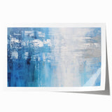 Abstract strokes wall art print showcasing vibrant colors of blue, orange, and yellow, designed for modern home decor. Ideal for enhancing interior spaces.