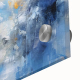 Close-up of abstract strokes wall art on acrylic glass, showcasing vibrant colors and dynamic patterns, perfect for modern home decor or gallery displays.