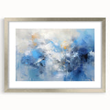 Abstract wall art featuring colorful strokes in a silver frame with a mat, perfect for modern home decor. Ideal for adding a vibrant touch to living spaces.