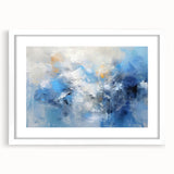 Abstract wall art featuring colorful strokes in a white frame with a mat, perfect for modern home decor, enhancing any living space with vibrant energy.