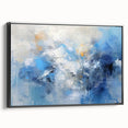 Abstract strokes wall art in a black frame, showcasing dynamic brushwork and rich textures, perfect for modern home decor. Side view highlights its elegant design.