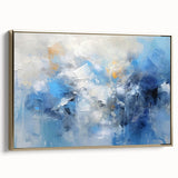 Framed abstract wall art featuring dynamic gold strokes on a textured canvas, elegantly displayed in a modern setting, ideal for home decor enhancement.