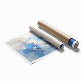 Abstract strokes wall art print showcasing vibrant colors and dynamic brushwork, elegantly rolled and ready for framing, perfect for modern home decor.